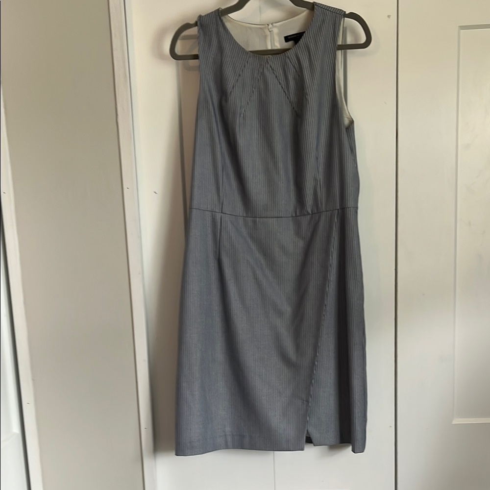 Banana Republic Blue Gray Sheath Midi Dress Scoop Neck Sleeveless
